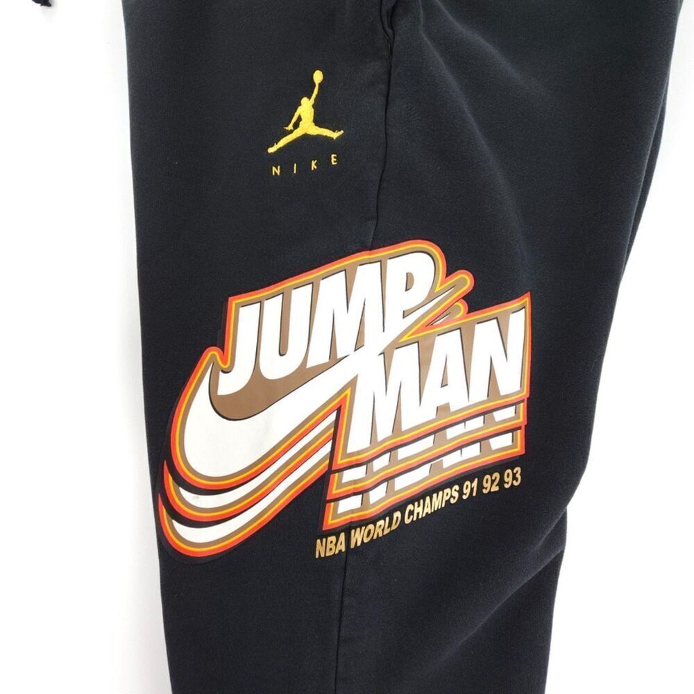 NIKE Air Jordan Jumpman Fleece Sweatpants Black Jogger 90s Athleisure Lounge Y2k - Picture 3 of 9